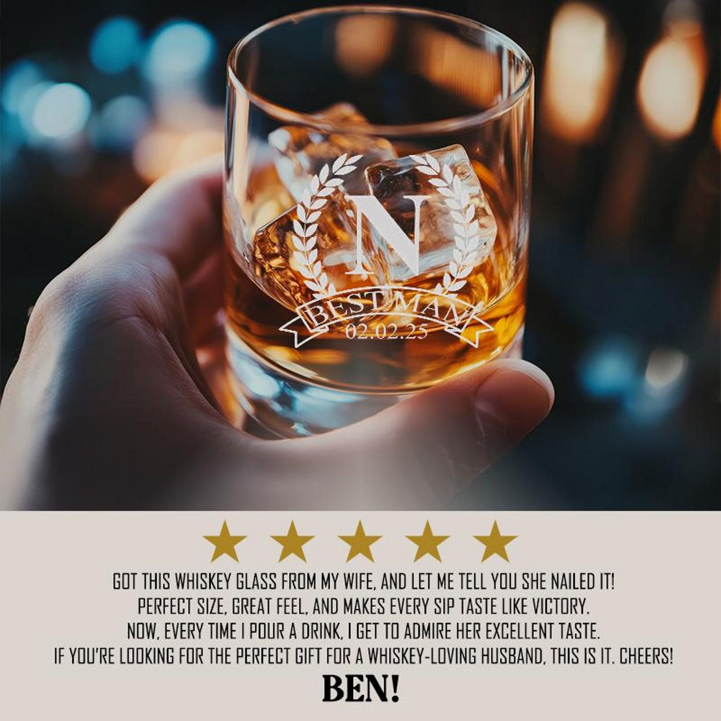 Custom Monogram Groomsmen Glass | Groomsmen Whiskey | Groomsmen Gift Idea | Best Man Gift