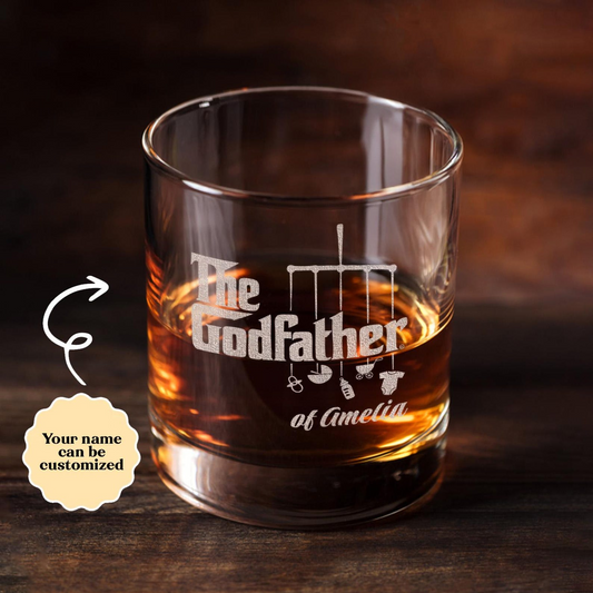 Custom Name The Godfather Whiskey Glass 11 Oz | Best Gift For Dad | Father's Day Gift