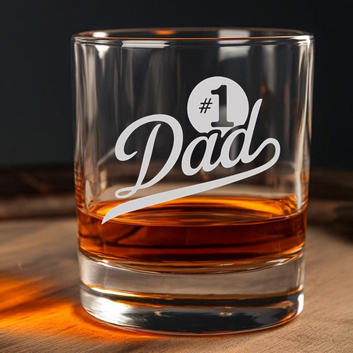 Personalized Number 1 Dad Whiskey Glass | Gift For Dad | Father's Day Gift | Engraved Whiskey Glass