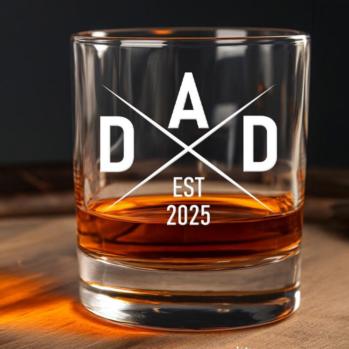 Personalized New Dad Est 2025 Glass | Father's Day Gift for Dad | Engraved Whiskey Glass