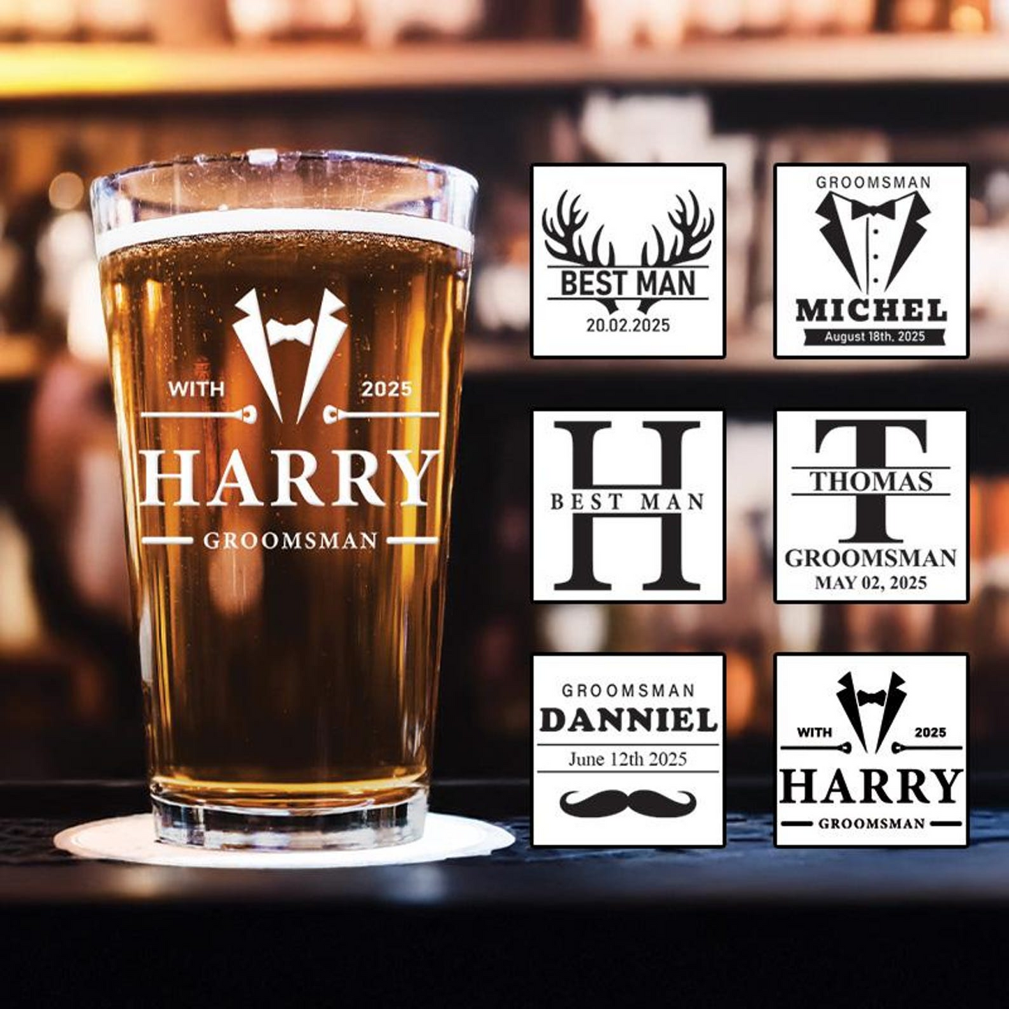 Personalized Groomsmen Wine Glass | Gift for Best Man | Groomsman Gift | Best Man Beer Glass