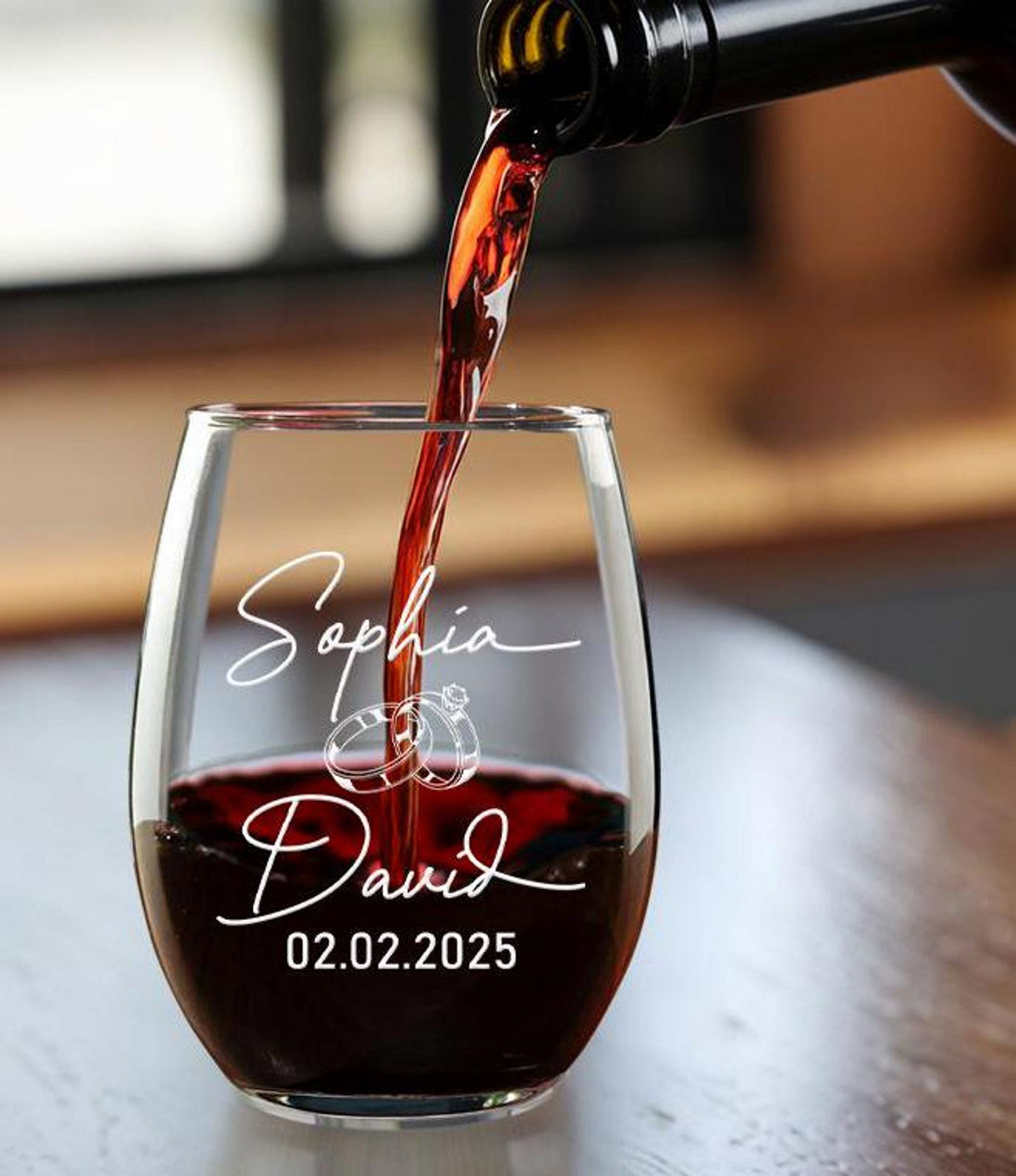 Custom Bride & Groom Timeless Wine Glass | Glass For Wedding | Wedding Gifts