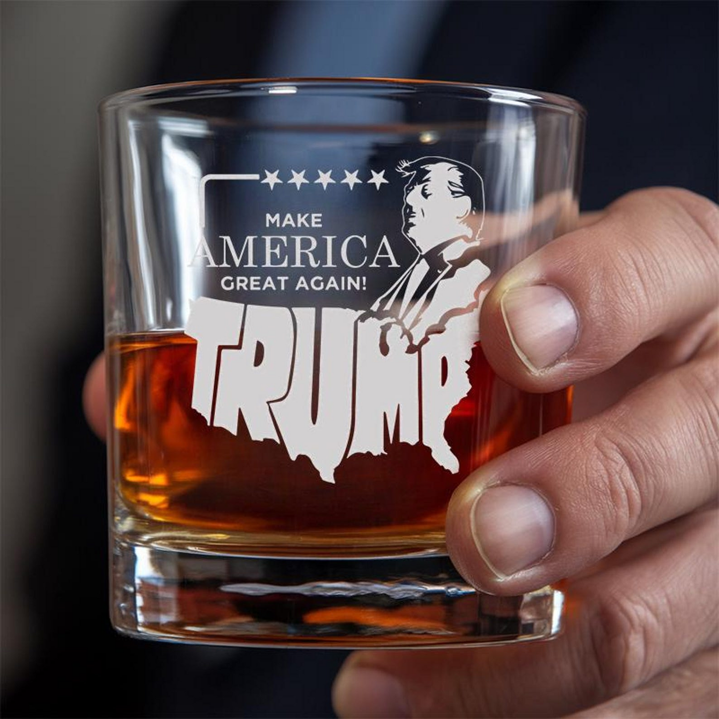 Trump Whiskey Glass | Patriotic Gift For Trump Supporters | Engraved Whiskey Glass