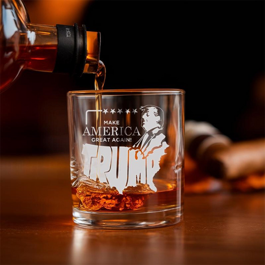Trump Whiskey Glass | Patriotic Gift For Trump Supporters | Engraved Whiskey Glass