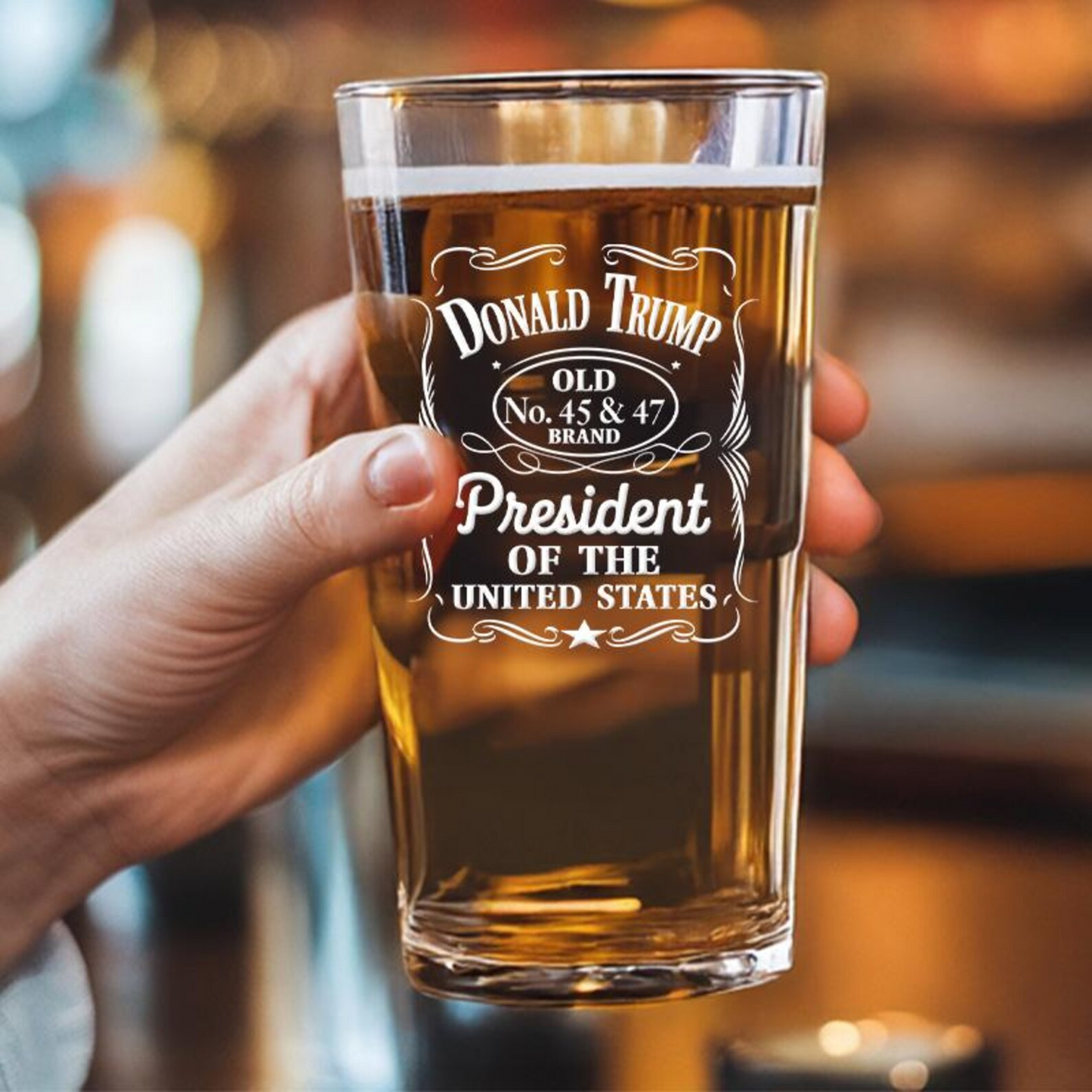 Donald Trump Presidant Of The United States Pint Glass | Trump Beer Glass | Engraved Pint Glass For Trump Supporters
