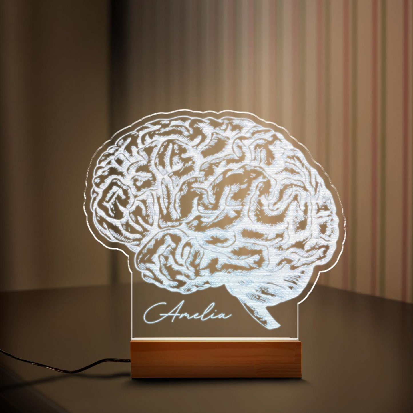 Custom Brain Night Led Light | Custom Name 3D Lamp | Gift For Doctor