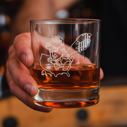 Make Greenland American Whiskey Glass | Patriotic Gift For Trump Supporters | Engraved Whiskey Glass
