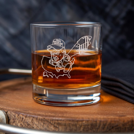 Make Greenland American Whiskey Glass | Patriotic Gift For Trump Supporters | Engraved Whiskey Glass