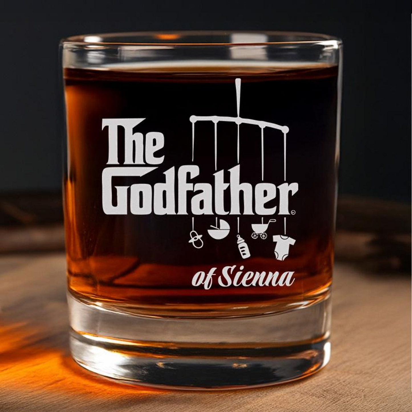 Custom Name The Godfather Whiskey Glass 11 Oz | Best Gift For Dad | Father's Day Gift