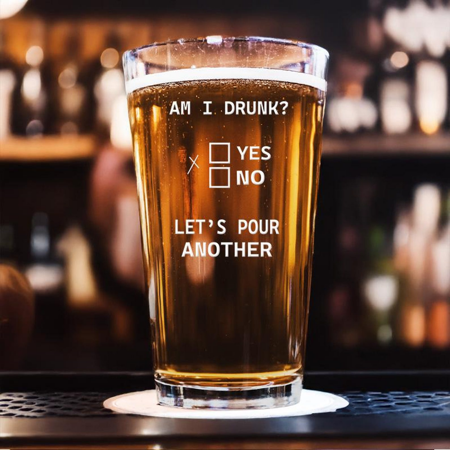 Drunk Engraved Pint Glass | Funny Gift Idea | Engraved Beer Glass