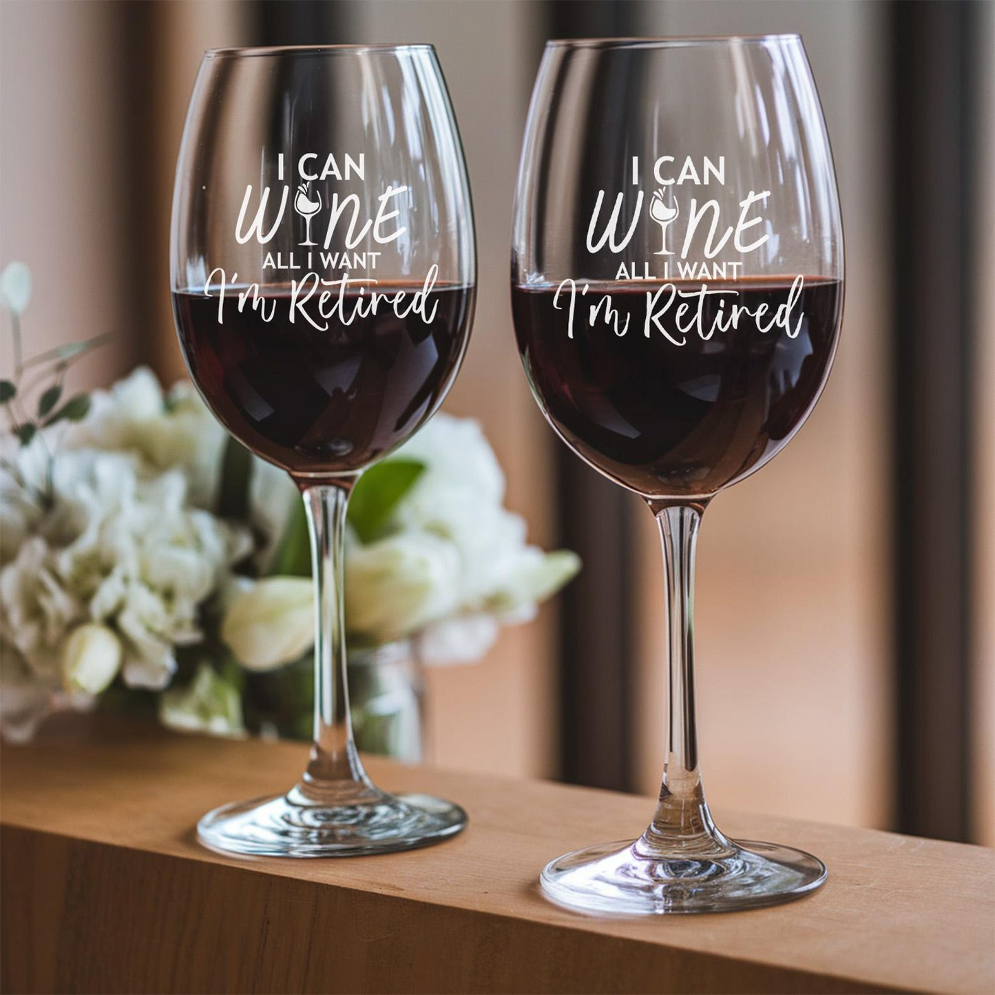 I Can Wine All I Want I'm Retired Tallo Wine Glass And Decanter Set | Funny Wine Decanter Glass | Retirement Gift For Women Or Men