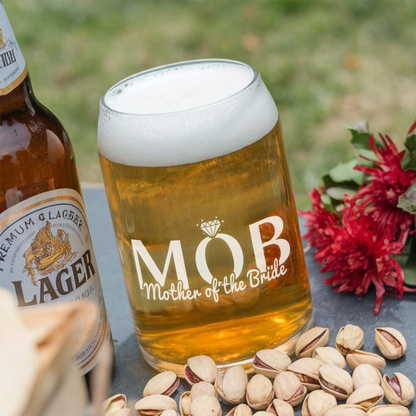 Personalized Mother of the Bride Groom Beer Can Glass Set | Custom Wedding Glasses | Gift For Wedding