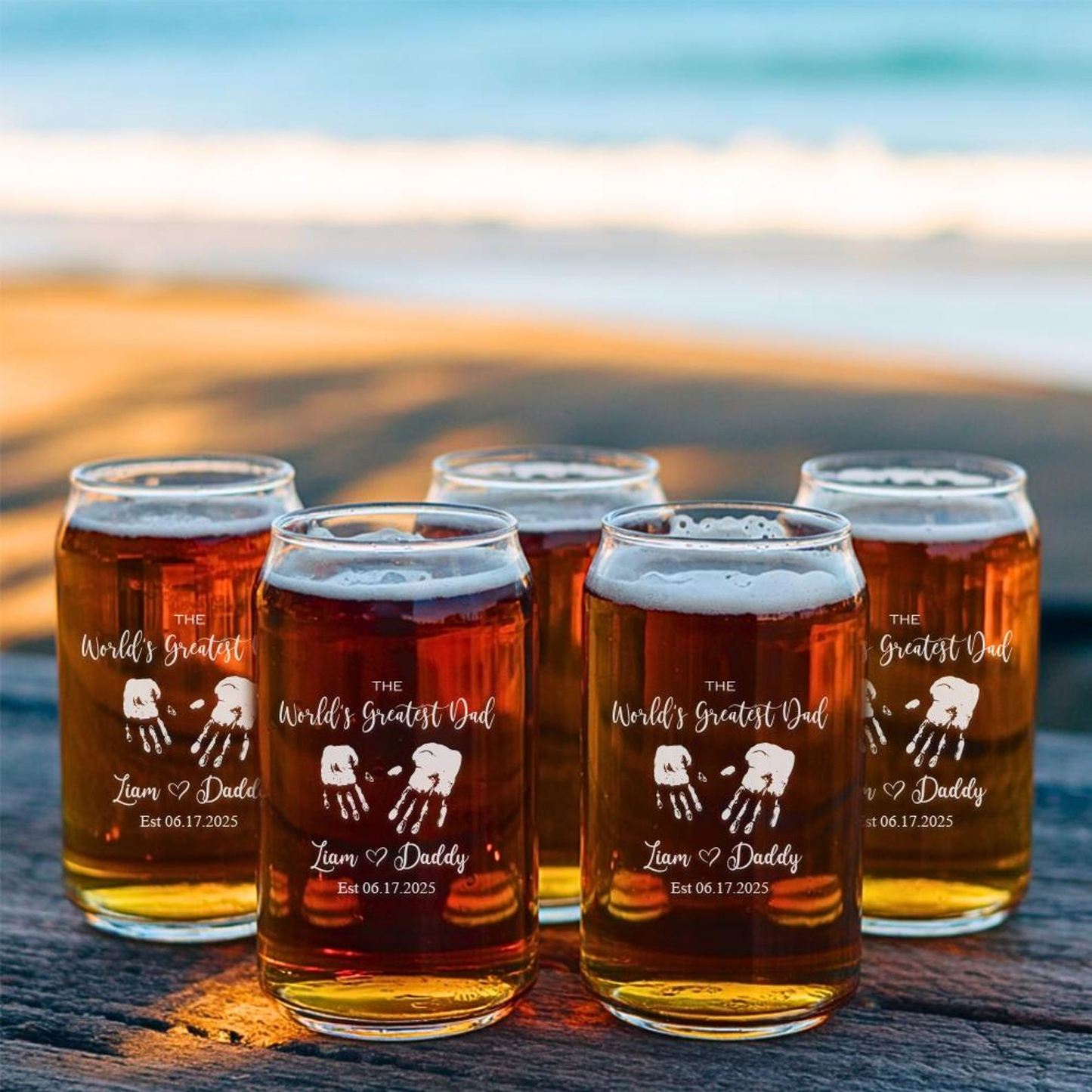 Personalized Hands Down World's Greatest Dad Beer Can Glass | Custom Beer Can Glass | Gift For Father's Day