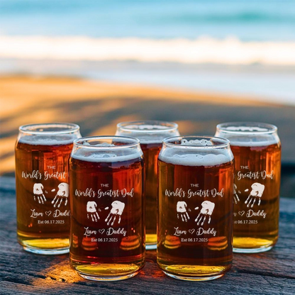 Personalized Hands Down World's Greatest Dad Beer Can Glass | Custom Beer Can Glass | Gift For Father's Day