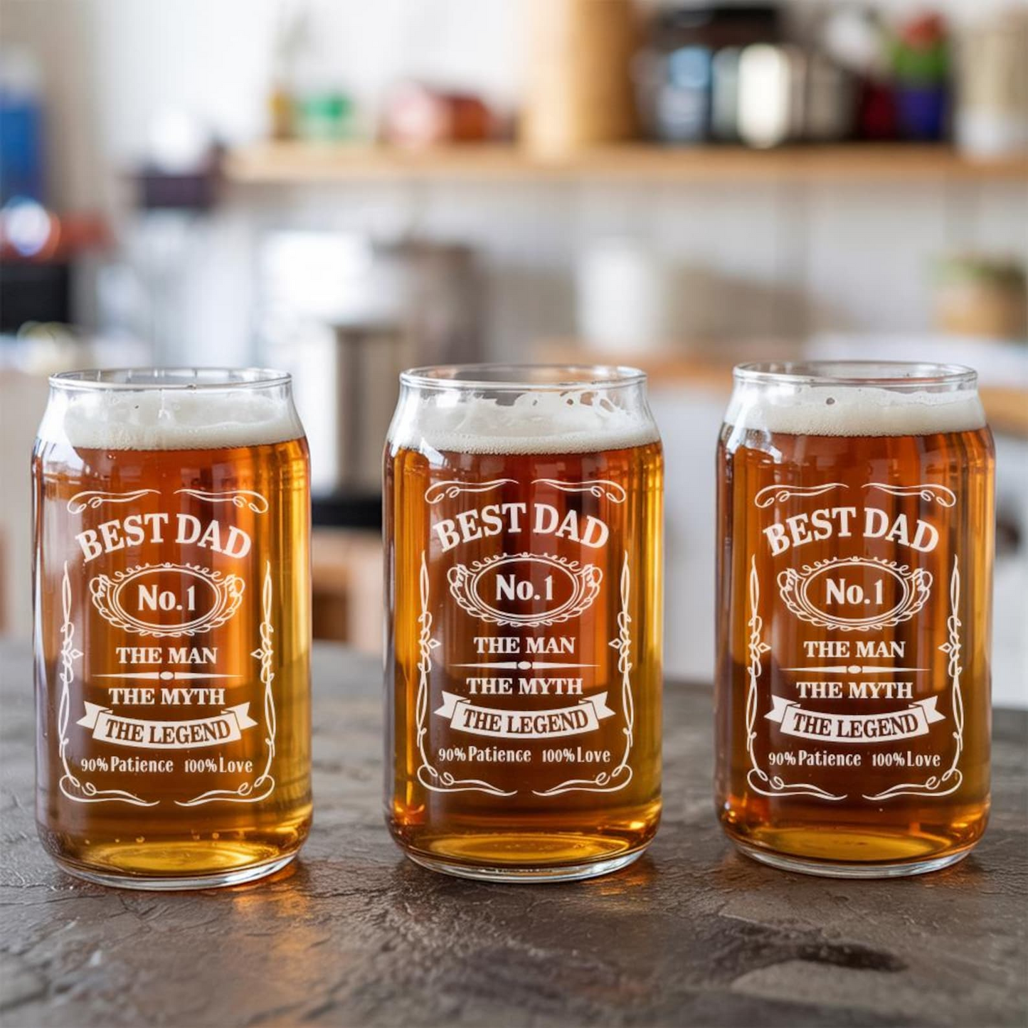 Best Dad Beer Can Glass | Funny Gift Idea For Dad | The Man The Myth Engraved Beer Can Glass