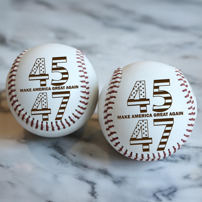 Trump 45 47 Engraved Baseball | Trump Baseball Ball | Patriotic Gift For Trump Supporters