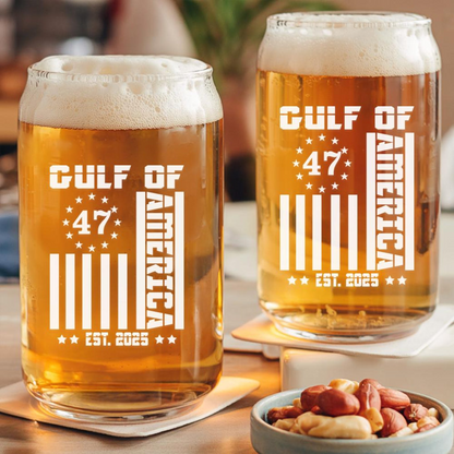 Gulf Of America Beer Can Glass 16oz | Trump Presidential Pint Glass | Patriotic Gift