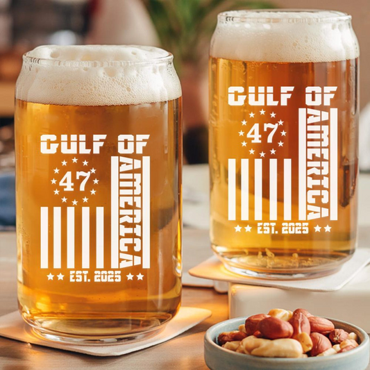 Gulf Of America Beer Can Glass 16oz | Trump Presidential Pint Glass | Patriotic Gift