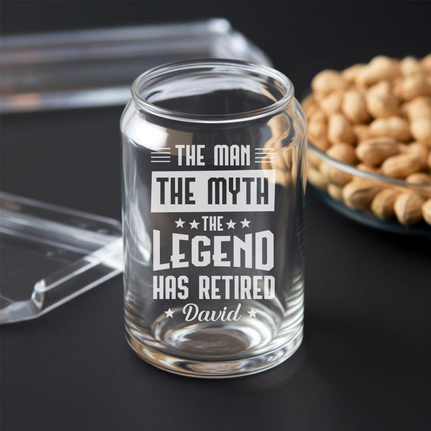 Personalized The Man The Myth The Legend Beer Can Glass 16 Oz | Retirement Gift | Beer Can Glass For Retirees