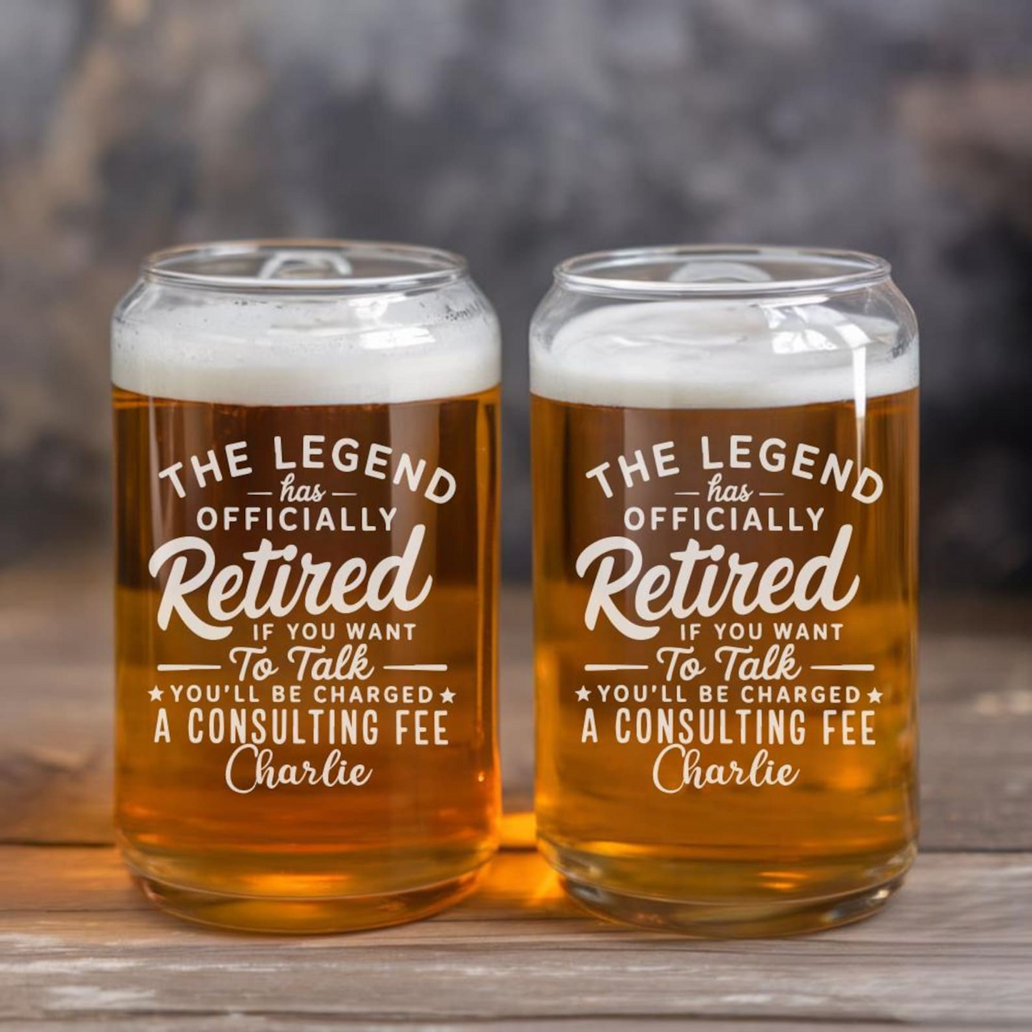 Custom Name The Legend Has Officially Retired Beer Can Glass 16 Oz | Retirement Gift | Beer Can Glass For Retirees