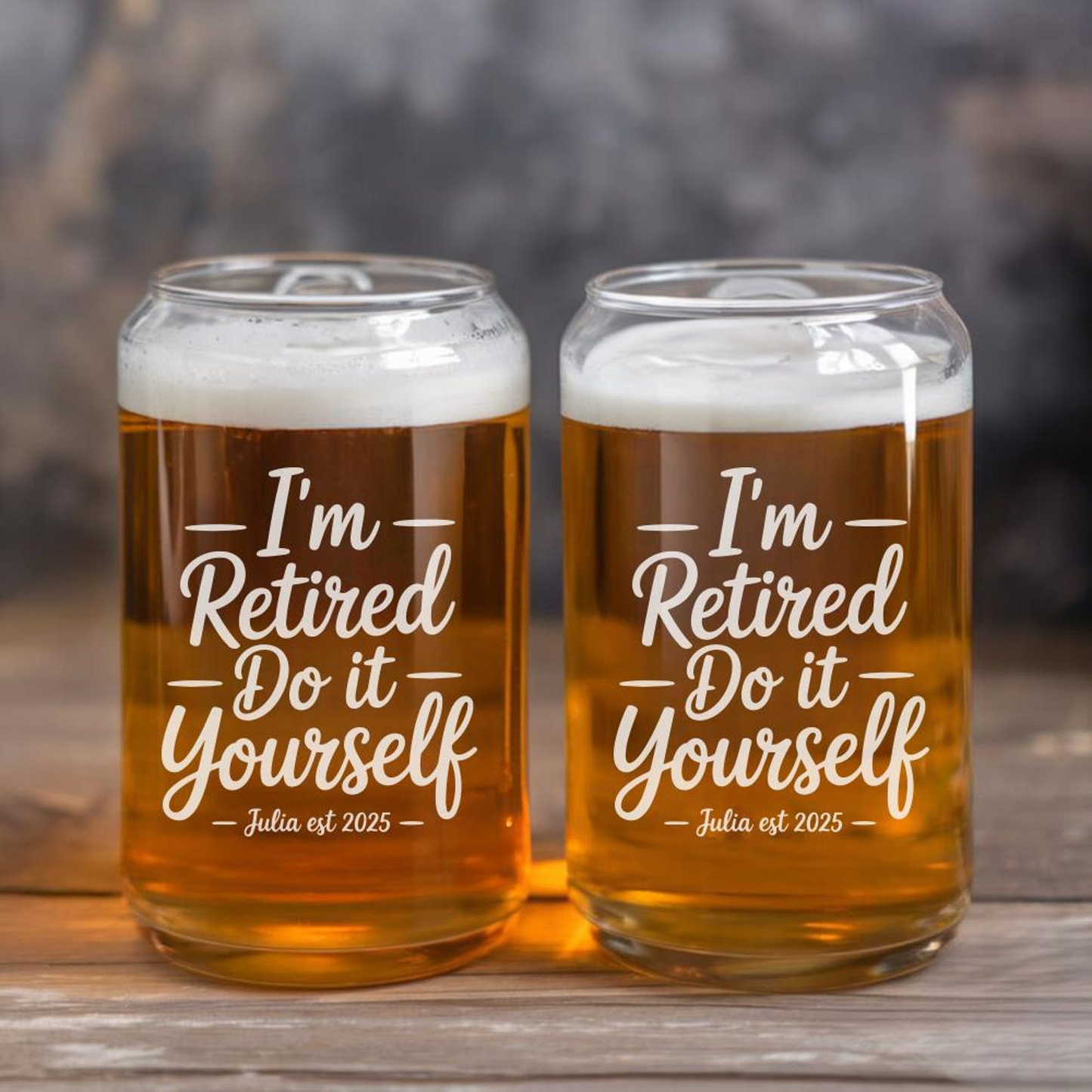 Personalized I'm Retired Do It Yourself Beer Can Glass 16 Oz | Retirement Gift | Beer Can Glass For Retirees