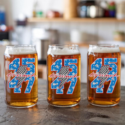 President Trump 45 47 Beer Can Glass 16oz | Trump Presidential Pint Glass | Gift For Trump Supporters