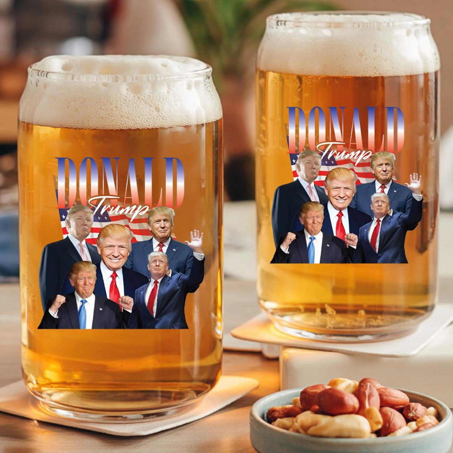 Retro Donald Trump Beer Can Glass 16oz | Trump Presidential Beer Can Glass | Gift For Trump Supporters