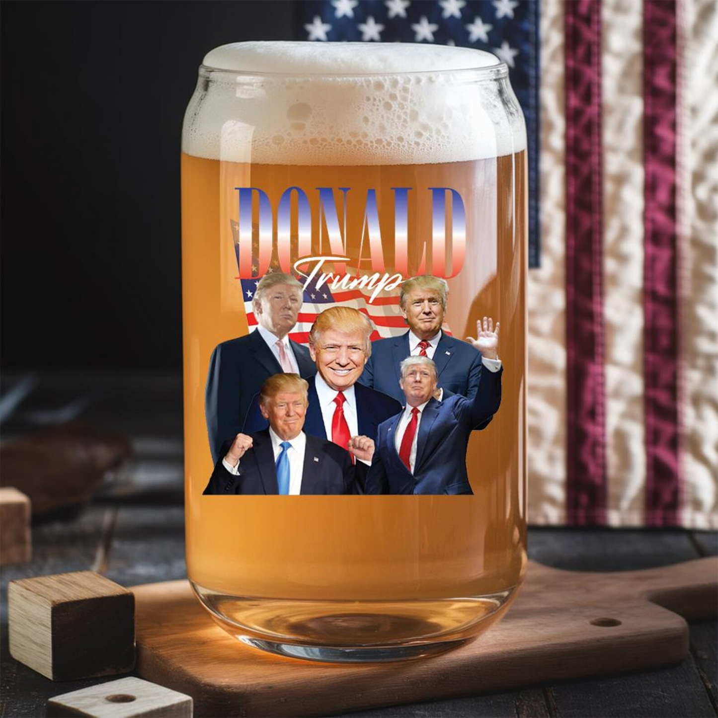 Retro Donald Trump Beer Can Glass 16oz | Trump Presidential Beer Can Glass | Gift For Trump Supporters