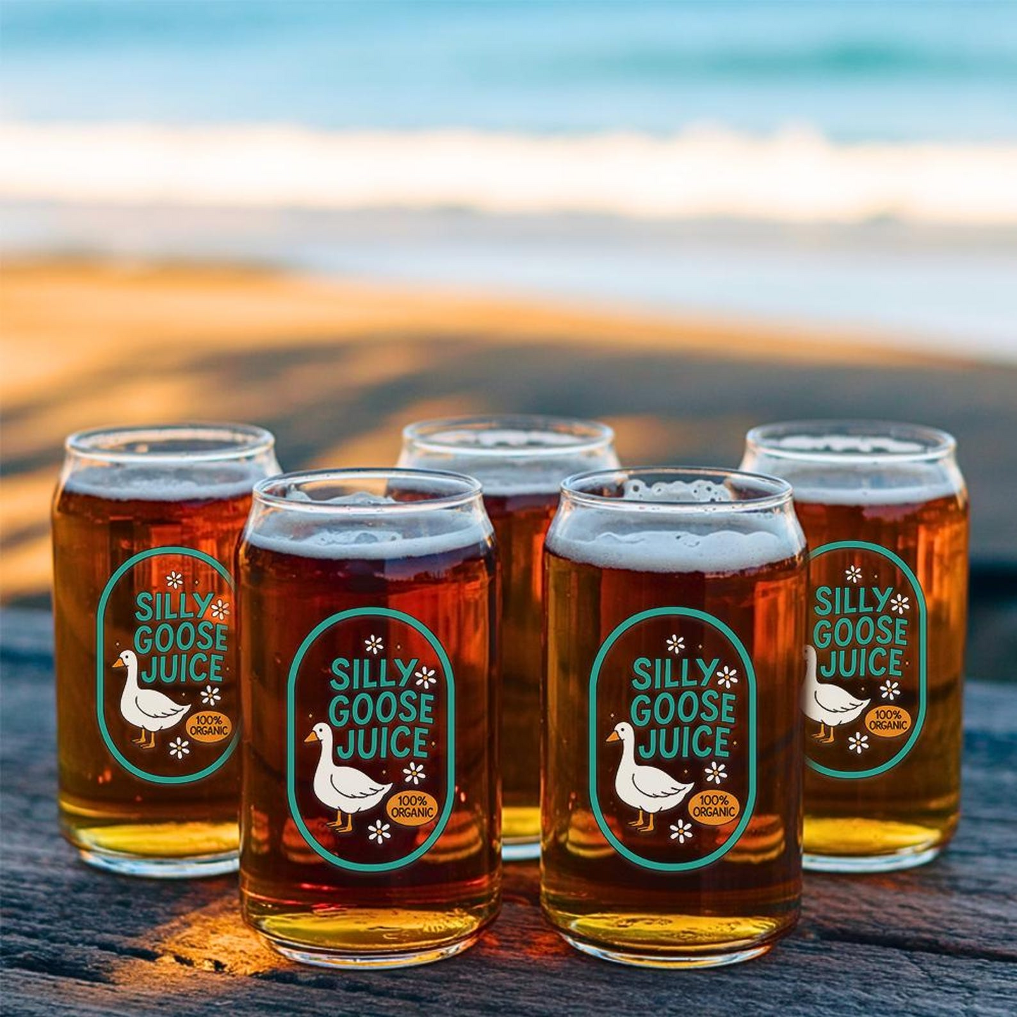Funny Silly Goose Juice Beer Can Glass 16oz | Engraved Beer Can Glass | Funny Gift For Friend