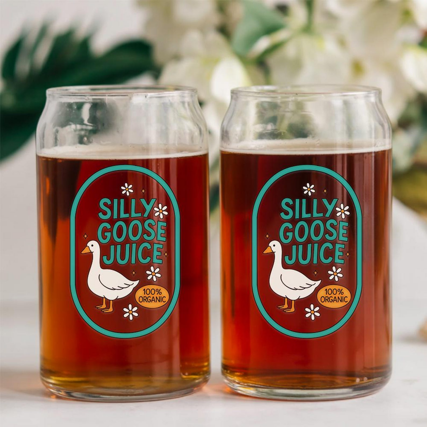 Funny Silly Goose Juice Beer Can Glass 16oz | Engraved Beer Can Glass | Funny Gift For Friend