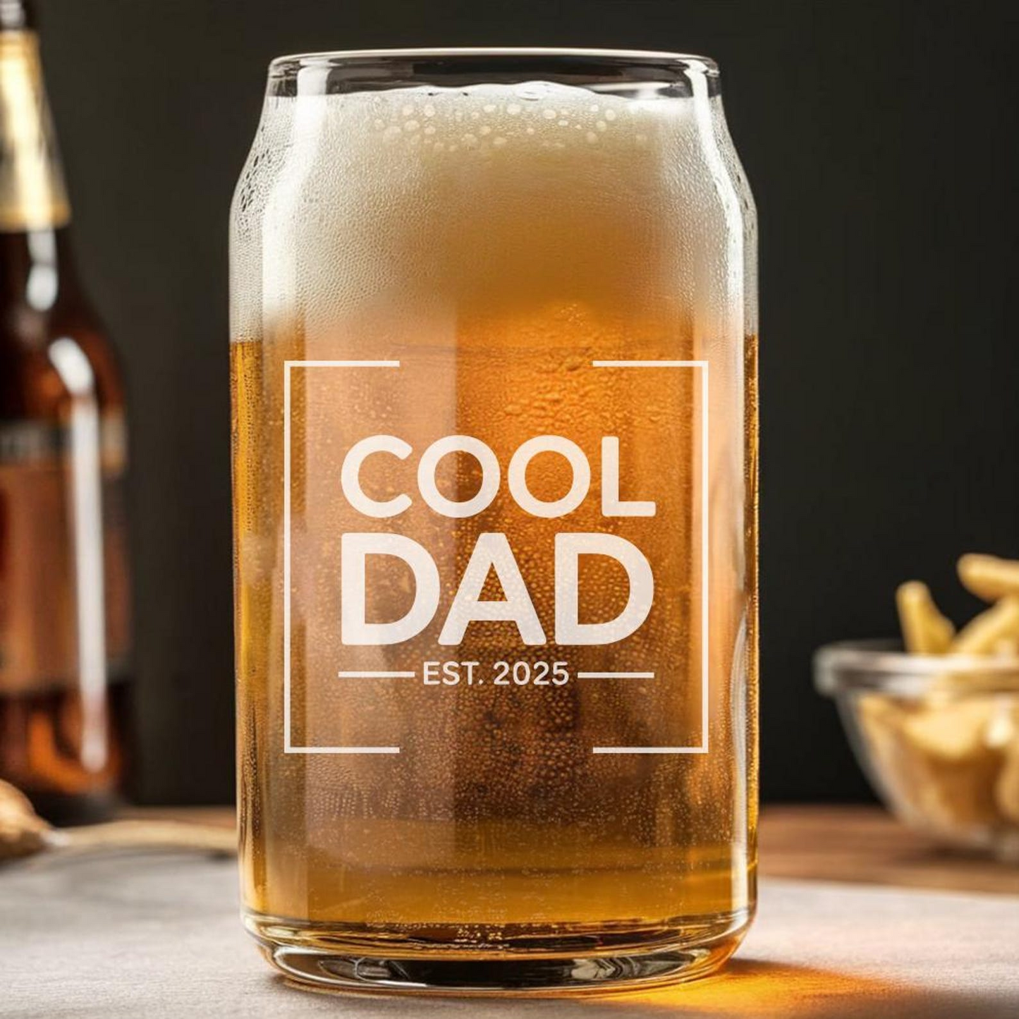 Cool Dad Est 2025 Beer Can Glass 16oz | Father's Day Gift | Personalized Gift For Dad