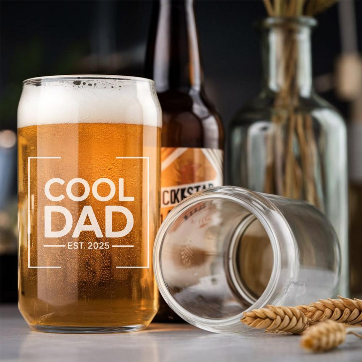 Cool Dad Est 2025 Beer Can Glass 16oz | Father's Day Gift | Personalized Gift For Dad