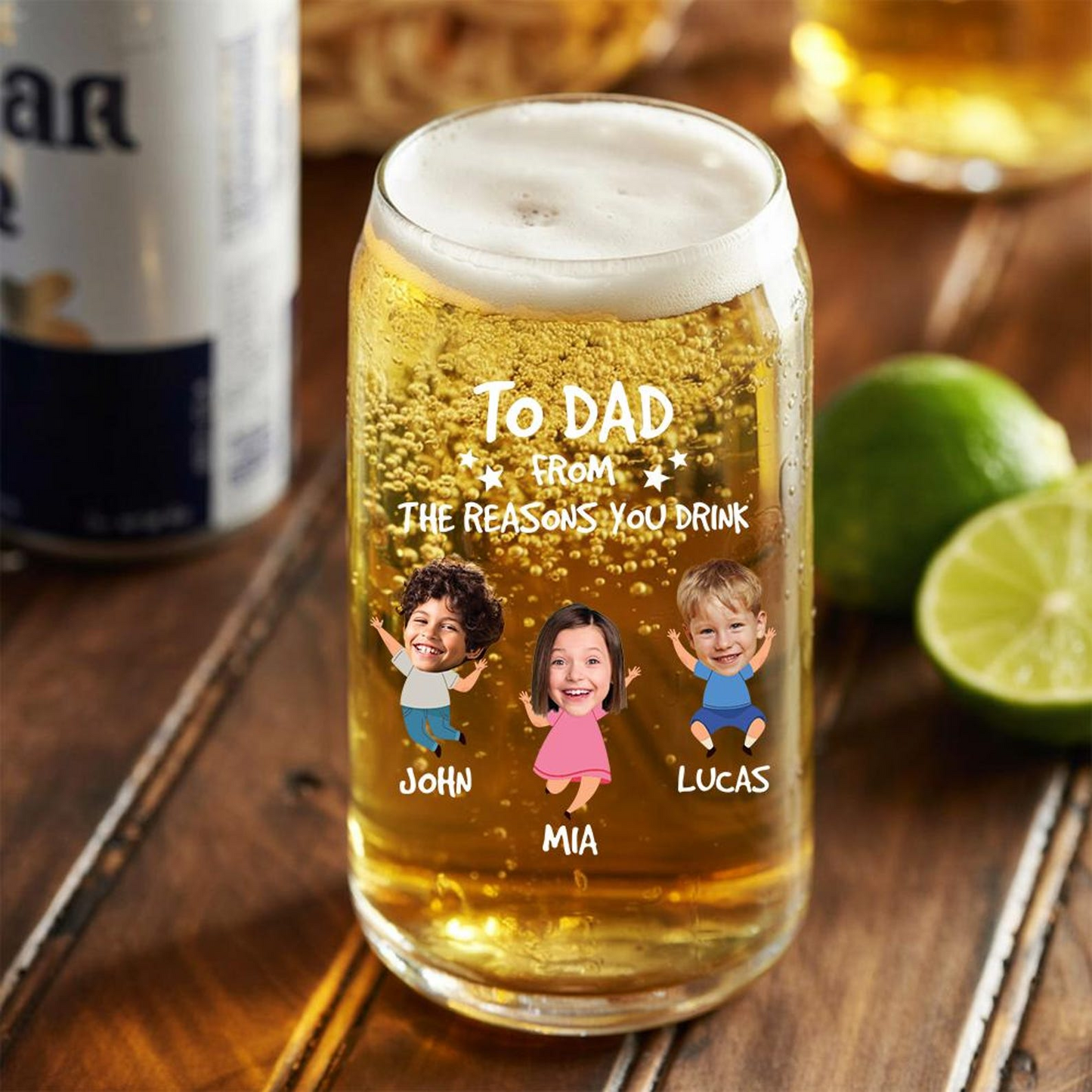 Personalized To Dad From The Reasons You Drink Beer Can Glass 16oz | Engraved Beer Can Glass | Gift For Dad