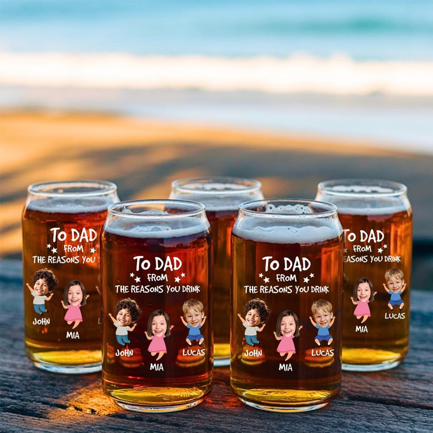 Personalized To Dad From The Reasons You Drink Beer Can Glass 16oz | Engraved Beer Can Glass | Gift For Dad