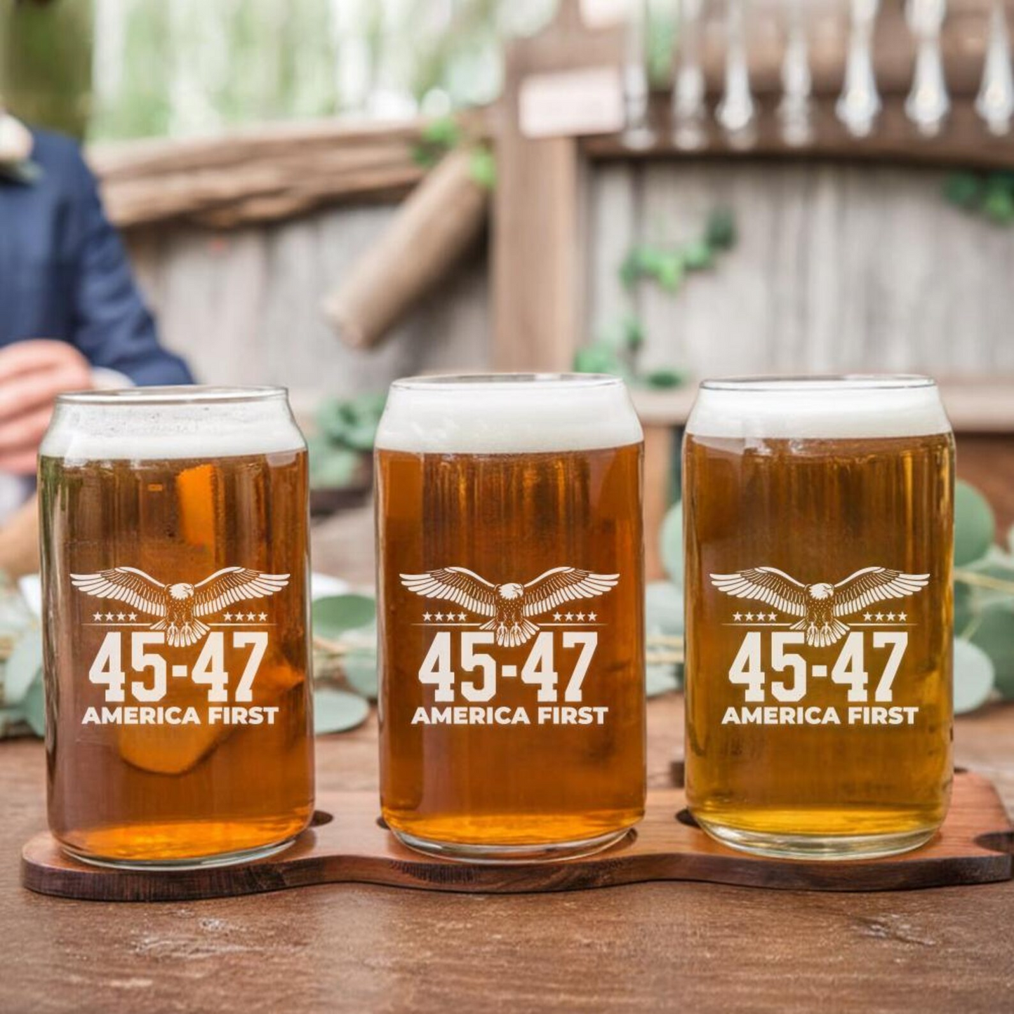 Trump 45 47 America First Beer Can Glass 16oz | Trump Presidential Pint Glass | Gift For Trump Supporters