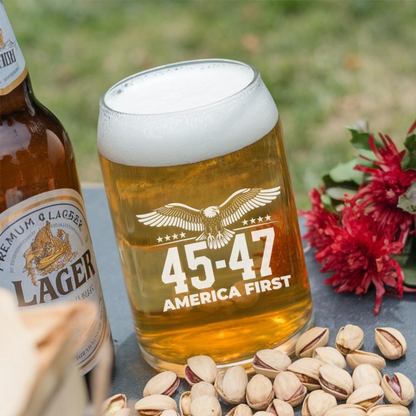 Trump 45 47 America First Beer Can Glass 16oz | Trump Presidential Pint Glass | Gift For Trump Supporters