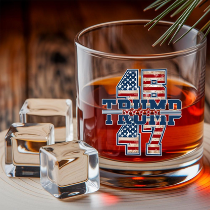 President Trump 45 47 Decanter & Whiskey Glass Set | Patriotic Gift | Engraved Whiskey Decanter