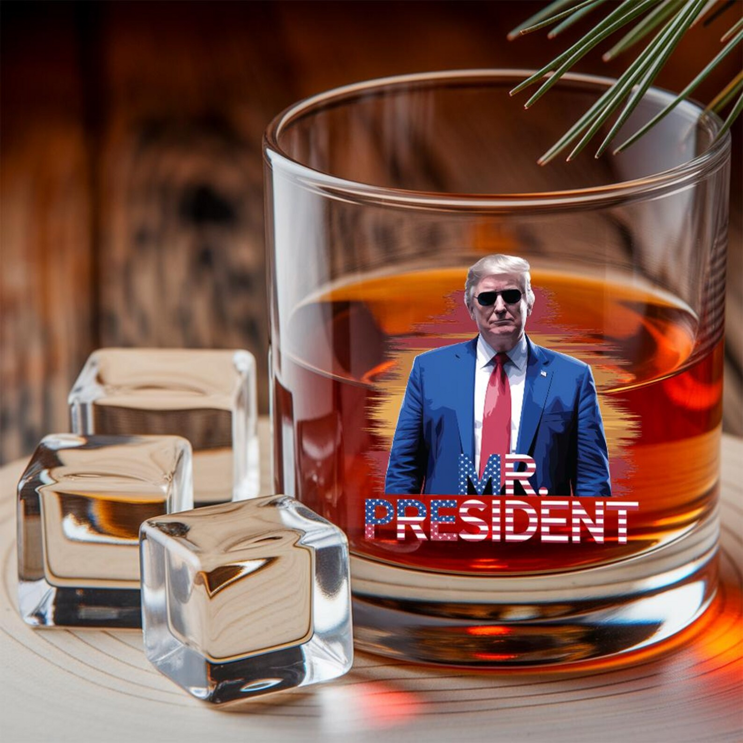President Donald 47 Trump Decanter & Whiskey Glass Set | Patriotic Gift | Engraved Whiskey Decanter
