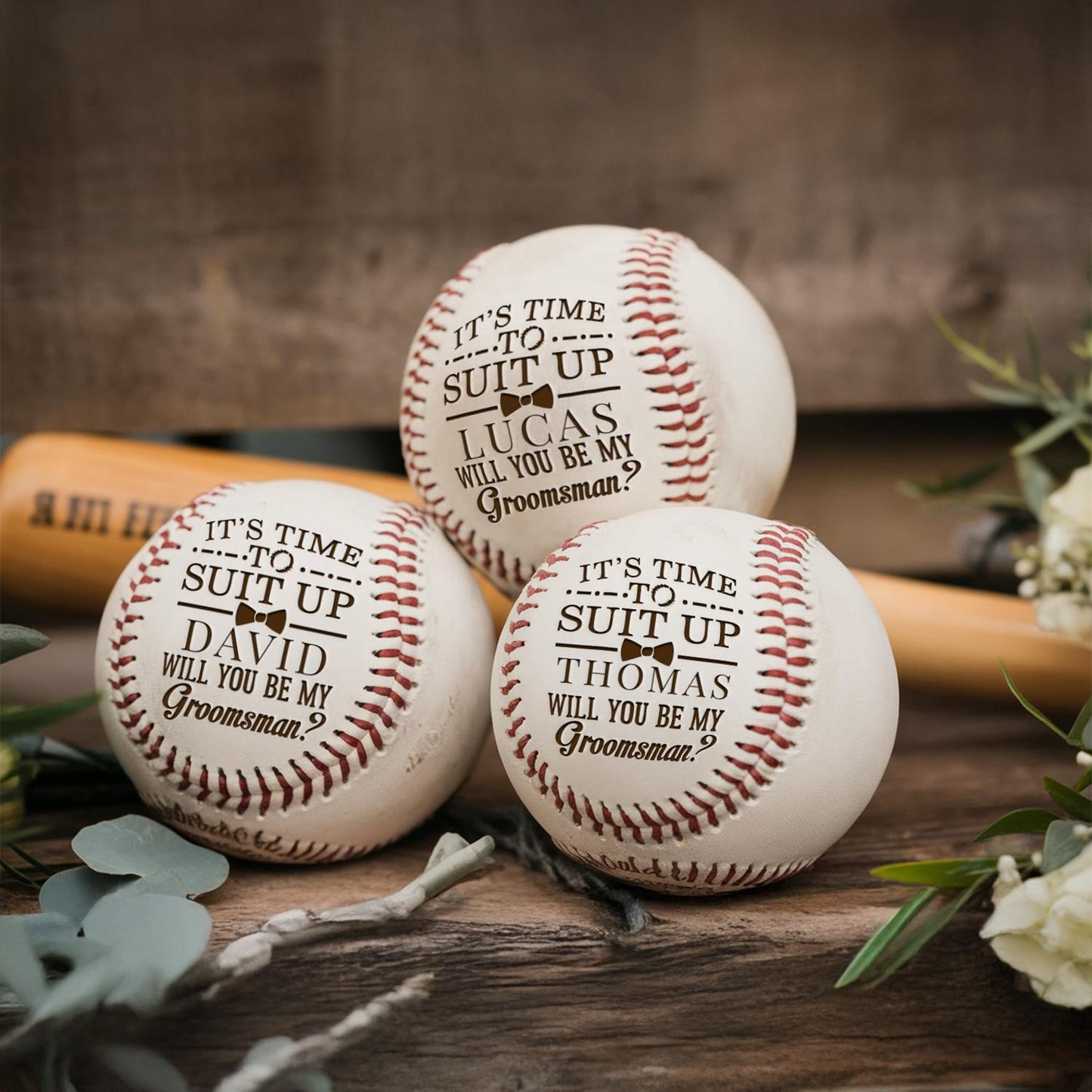 Personalized Baseball Groomsmen Proposal | Custom Engraved Best Man Wedding Security Gift for Him | Ring Bearer Gift | Wedding Gifts