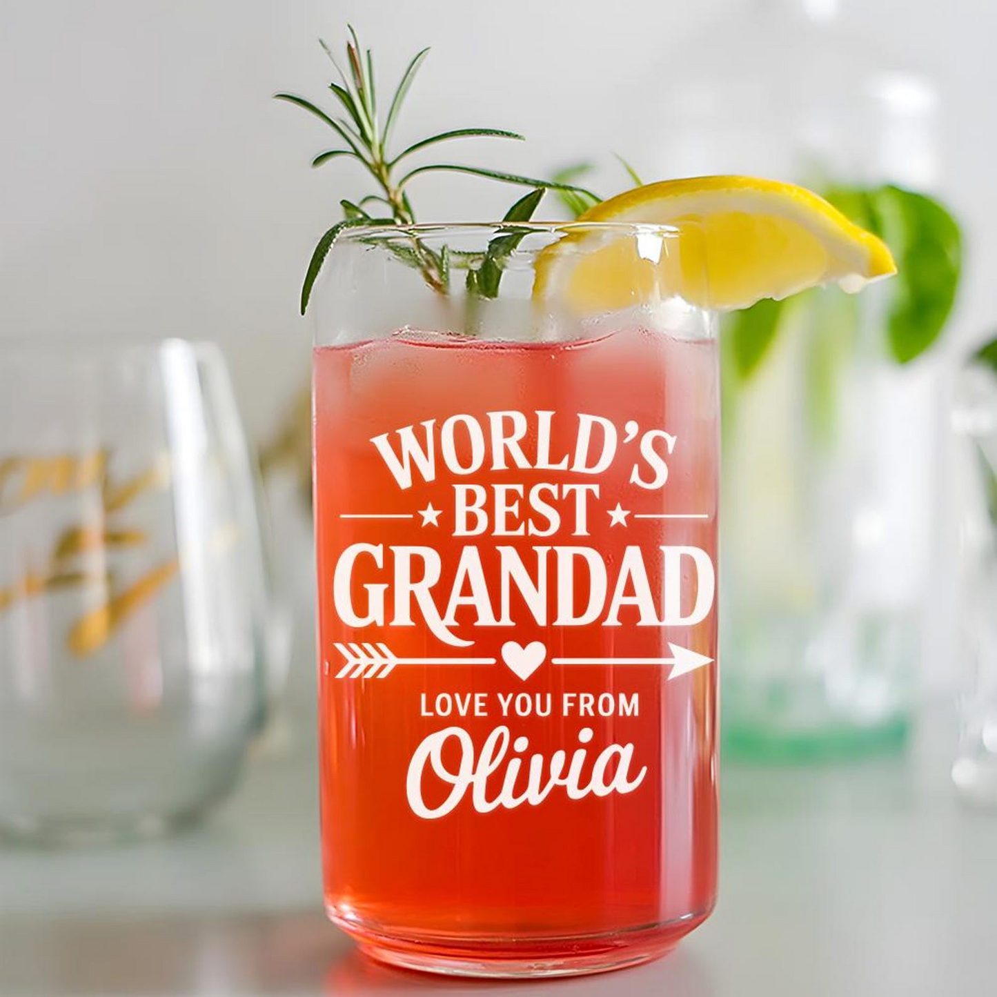 Custom Name World's Best Grandad Beer Can Glass 16oz | Father's Day Gift | Gift For Dad