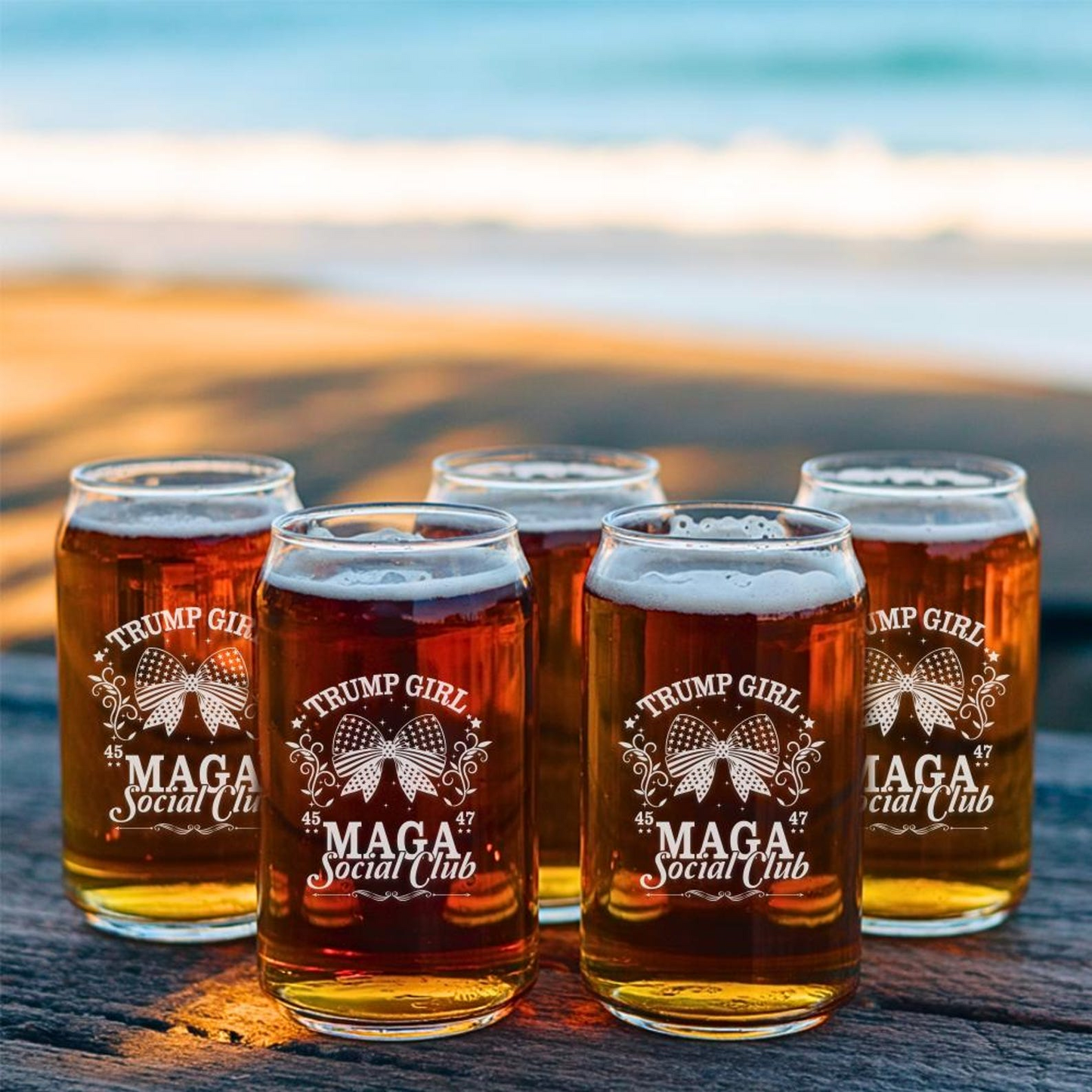Trump Girl Maga Beer Can Glass 16oz | Trump Presidential Beer Can Glass | Gift For Trump Supporters