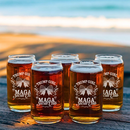 Trump Girl Maga Beer Can Glass 16oz | Trump Presidential Beer Can Glass | Gift For Trump Supporters