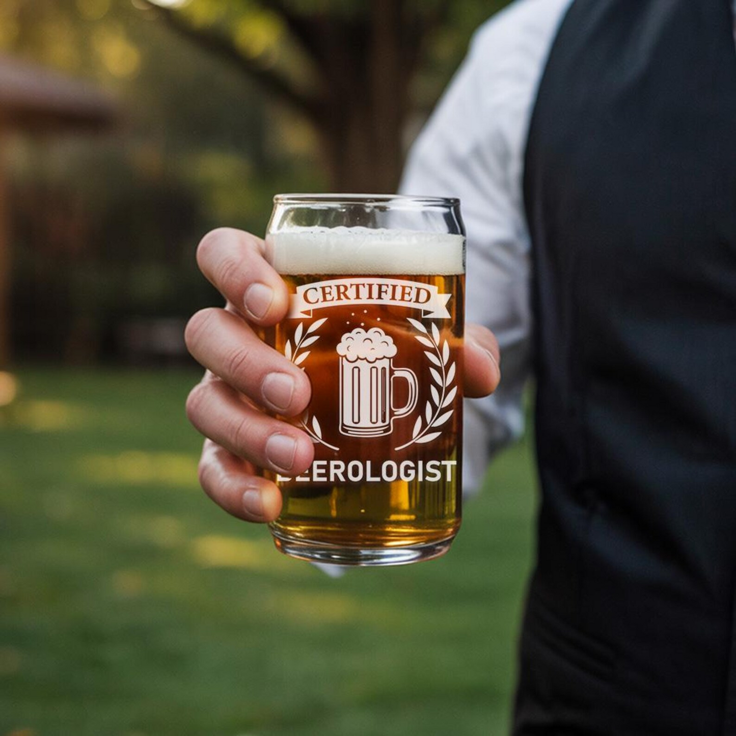 Certified Beerologist Beer Can Glass 16oz | Funny Beer Can Glass | Unique Gift Idea
