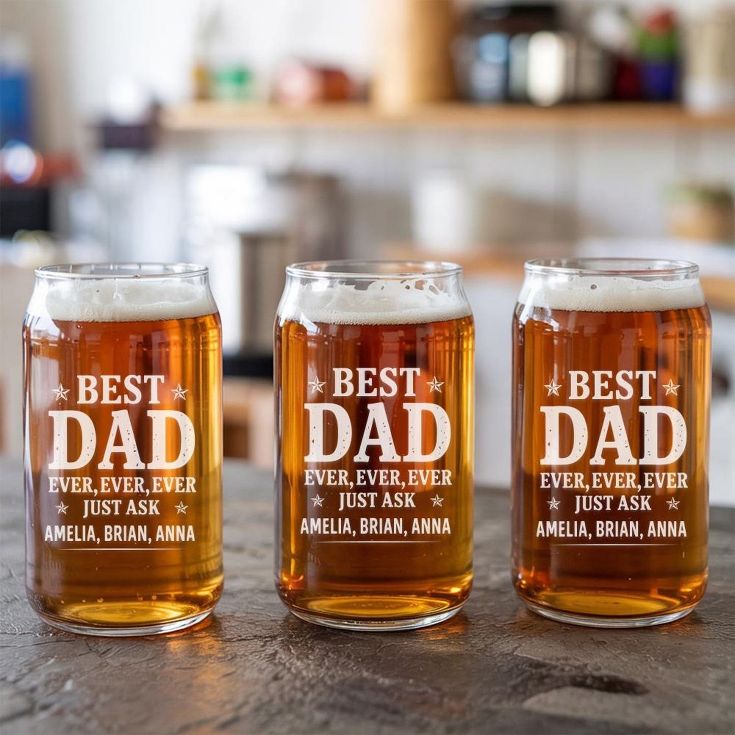 Personalized Best Dad And Kids Name Beer Can Glass 16oz | Father's Day Gift | Funny Gift Idea For Dad