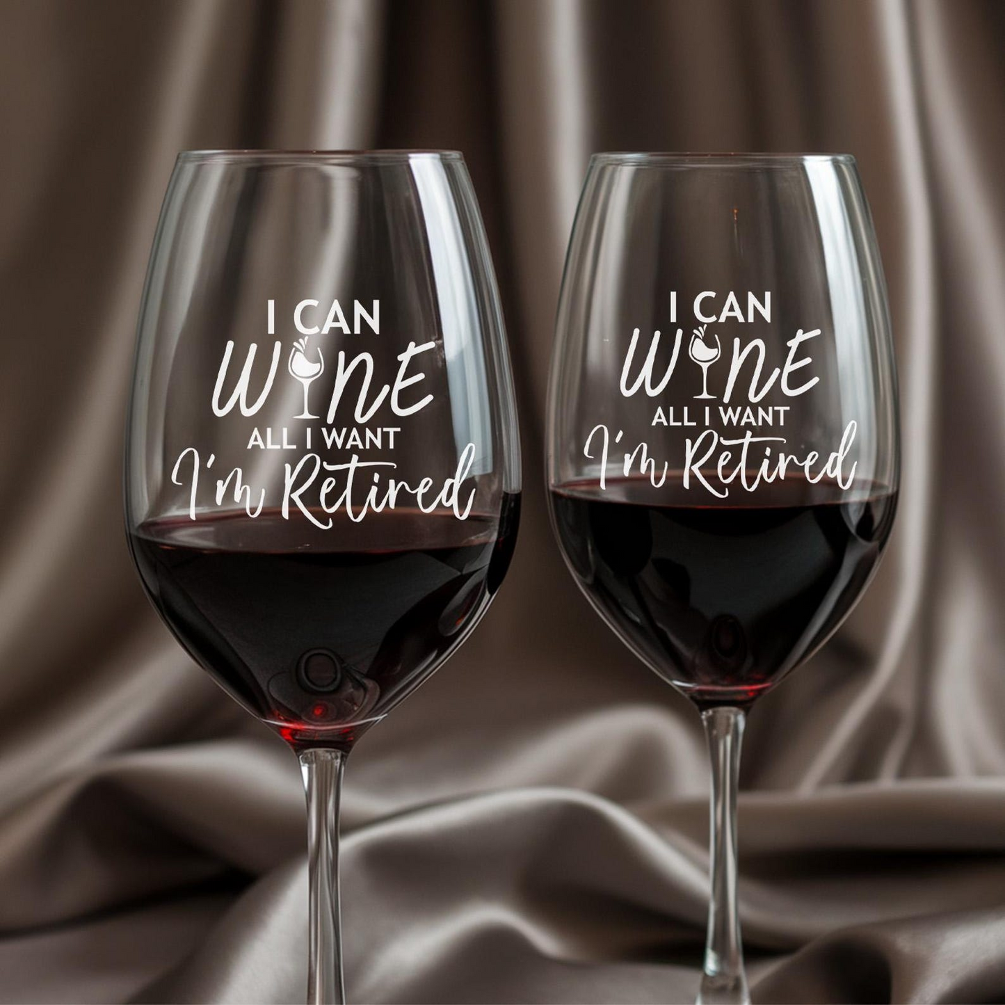 I Can Wine All I Want I'm Retired Tallo Wine Glass And Decanter Set | Funny Wine Decanter Glass | Retirement Gift For Women Or Men