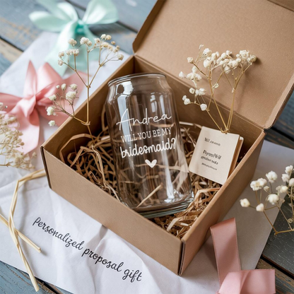 Personalized Will You Be My Bridesmaid Beer Can Glass | Custom Name Wedding Glasses | Gift For Bridesmaid