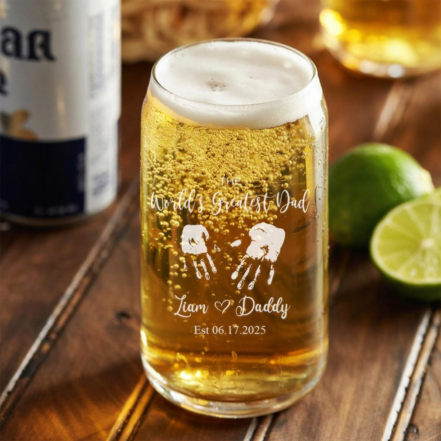 Personalized Hands Down World's Greatest Dad Beer Can Glass | Custom Beer Can Glass | Gift For Father's Day