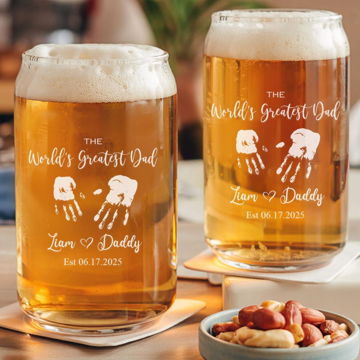 Personalized Hands Down World's Greatest Dad Beer Can Glass | Custom Beer Can Glass | Gift For Father's Day