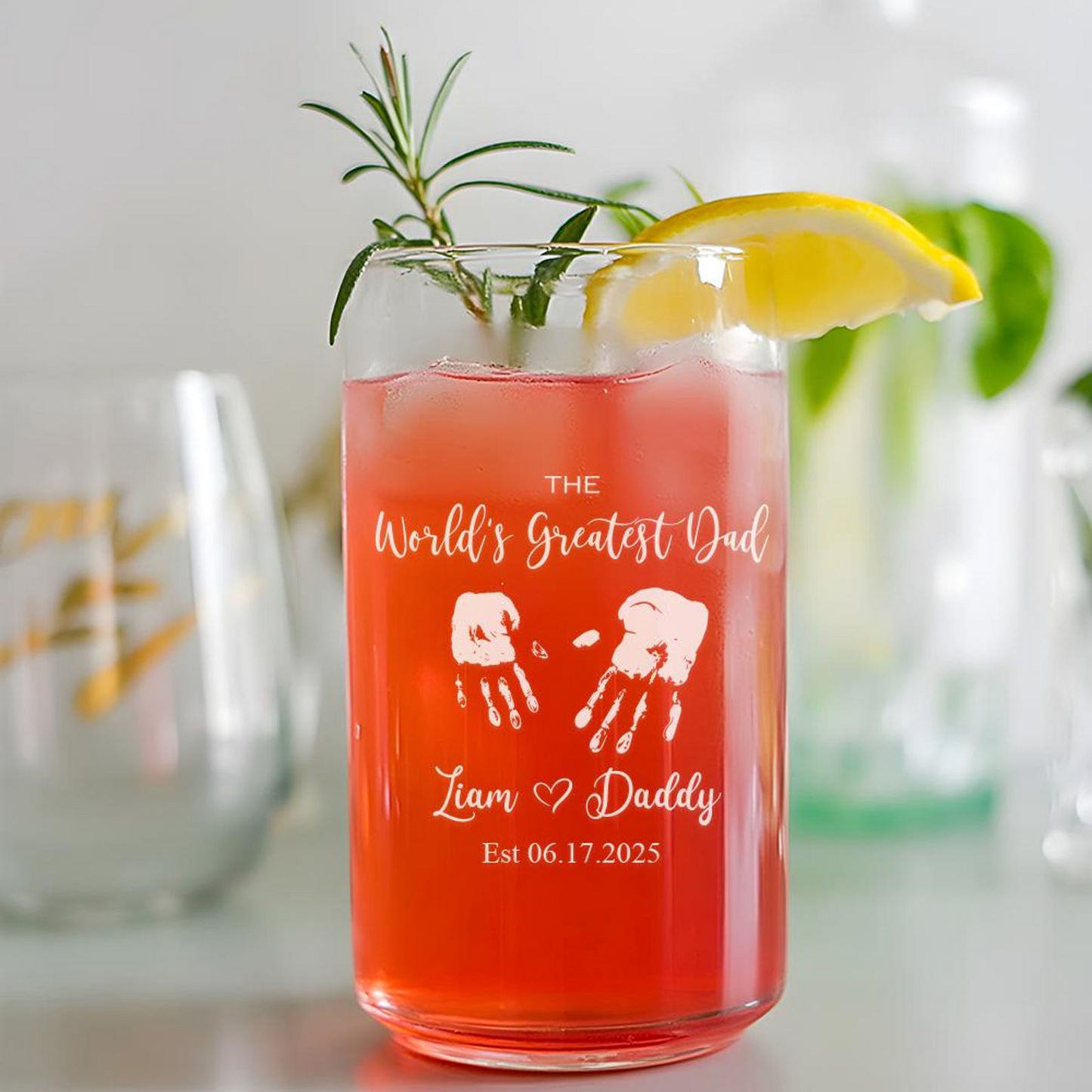 Personalized Hands Down World's Greatest Dad Beer Can Glass | Custom Beer Can Glass | Gift For Father's Day