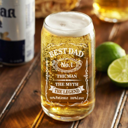 Best Dad Beer Can Glass | Funny Gift Idea For Dad | The Man The Myth Engraved Beer Can Glass